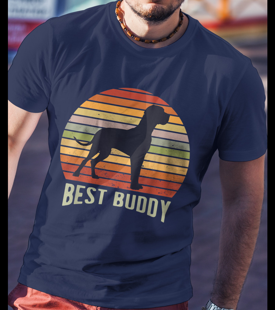Best Buddy Vintage Dog Silhouette Retro Sunset T-Shirt