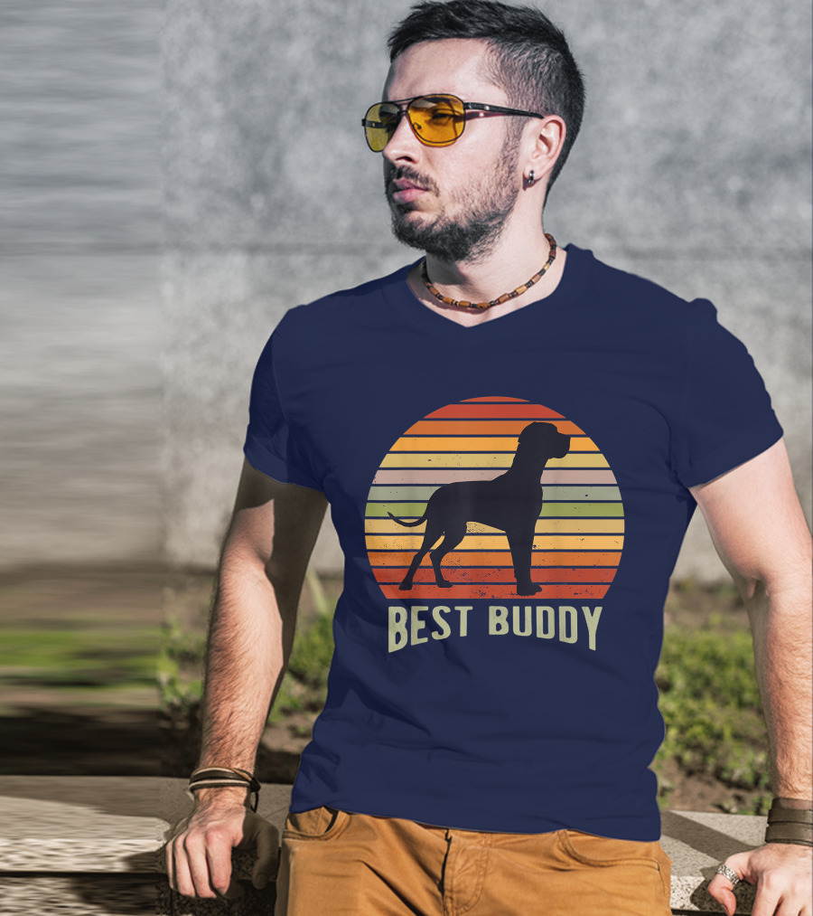 Best Buddy Vintage Dog Silhouette Retro Sunset T-Shirt