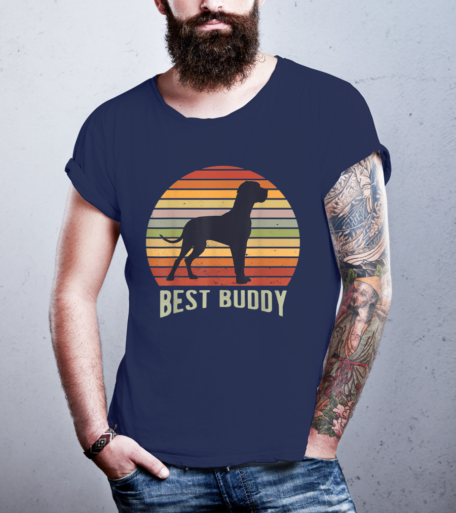 Best Buddy Vintage Dog Silhouette Retro Sunset T-Shirt