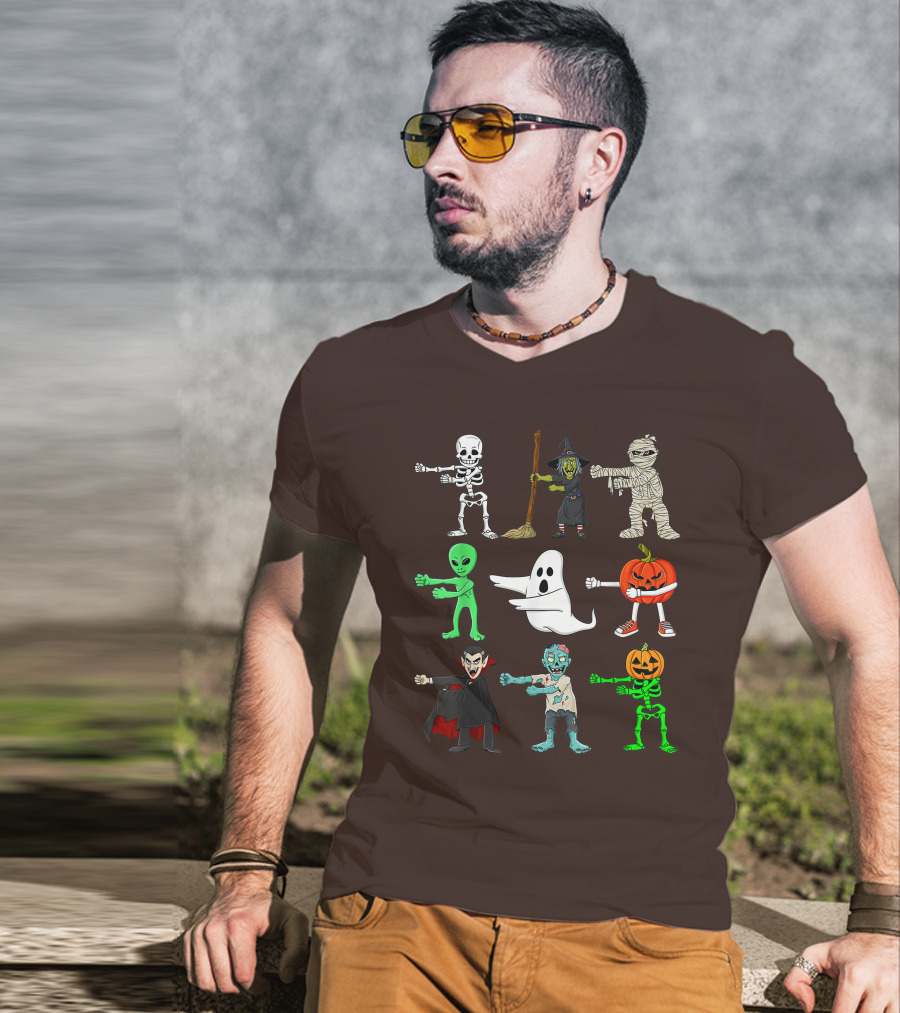 Halloween Floss Like A Boss Skeleton Witch Mummy Alien Ghost Pumpkin Dracula Zombie T-Shirt