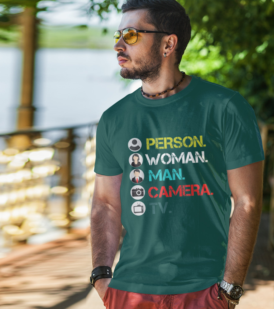 PERSON WOMAN MAN CAMERA TV Circle Icons T-Shirt