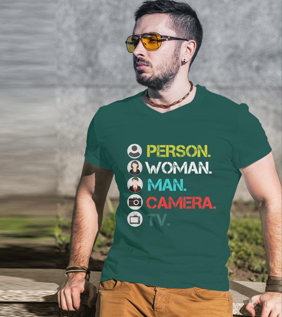 PERSON WOMAN MAN CAMERA TV Circle Icons T-Shirt
