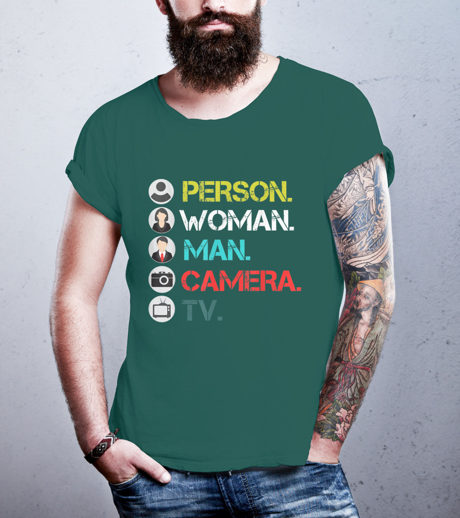 PERSON WOMAN MAN CAMERA TV Circle Icons T-Shirt