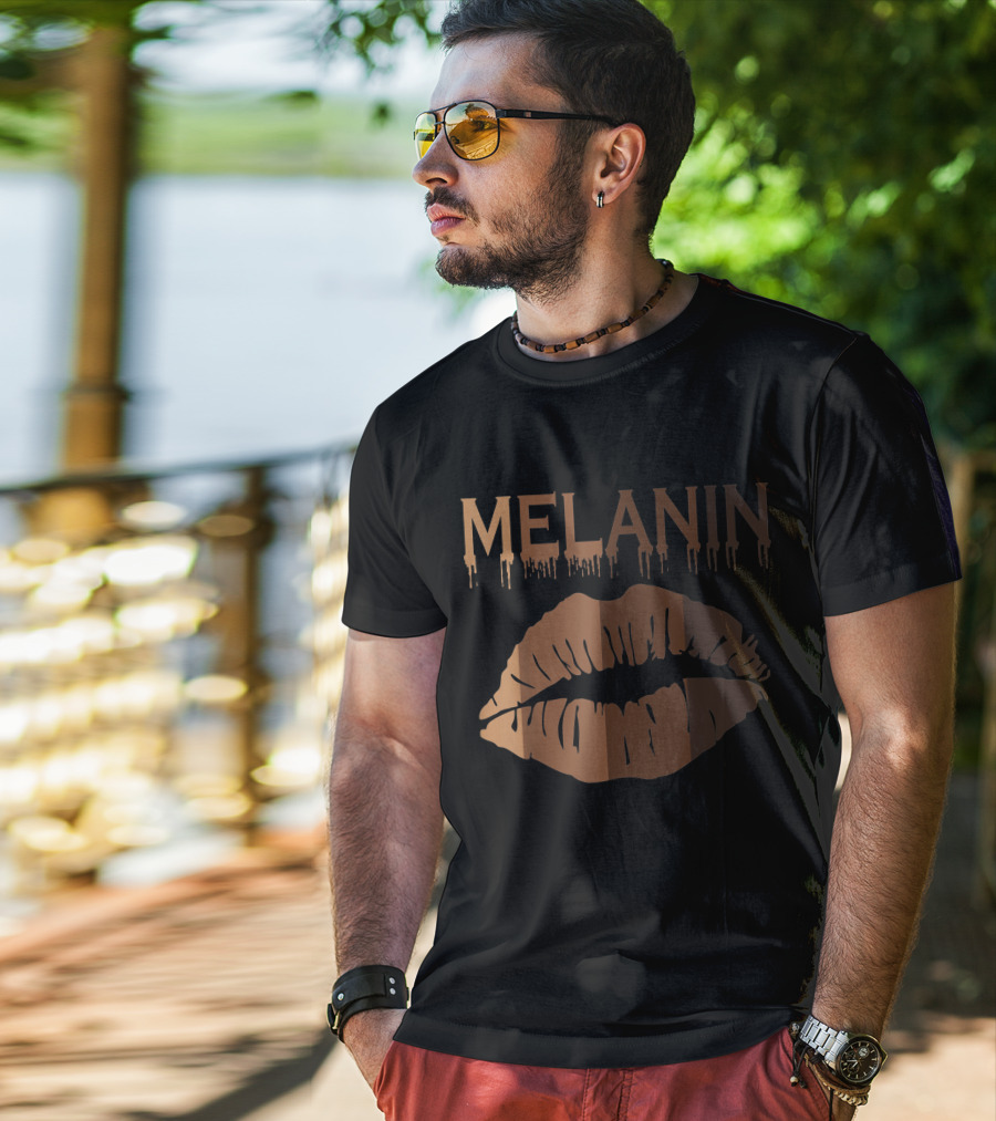 Melanin Shades Black Pride Black History Black Queen Lips T-Shirt