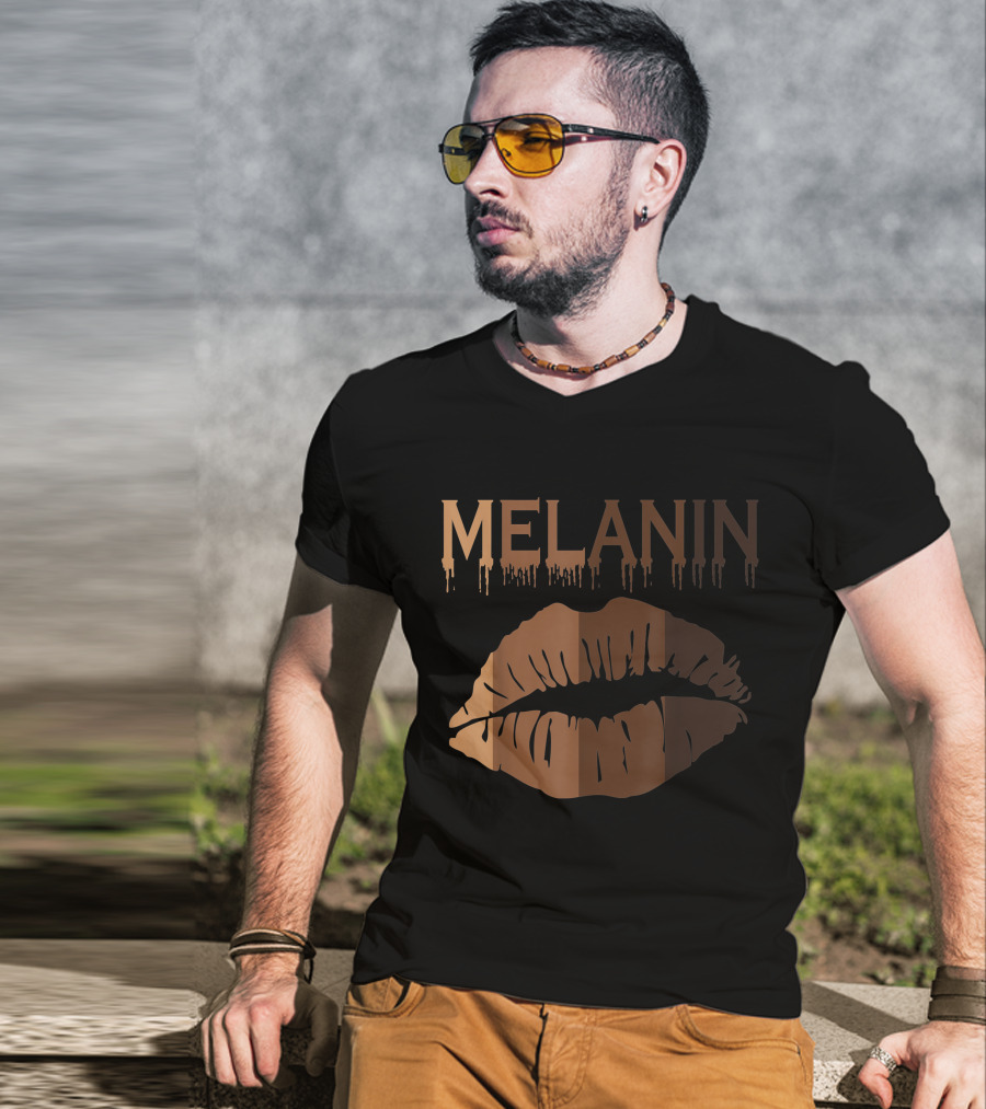 Melanin Shades Black Pride Black History Black Queen Lips T-Shirt