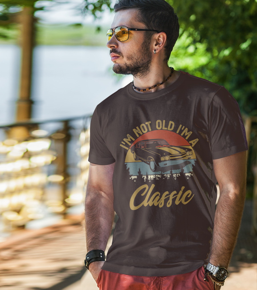 I'm Not Old I'm A Classic Vintage Car Retro Sunset Forest T-Shirt