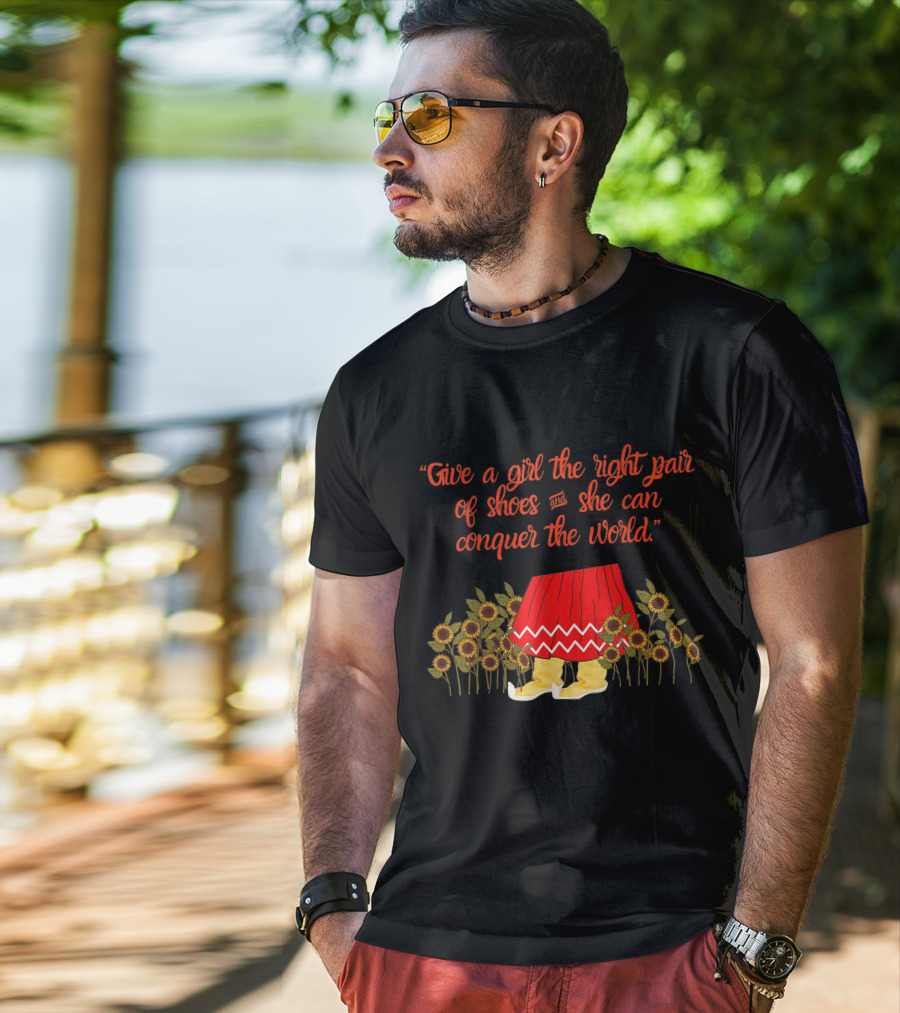 Give A Girl The Right Pair Of Shoes And She Can Conquer The World Apache Moccasin T-Shirt