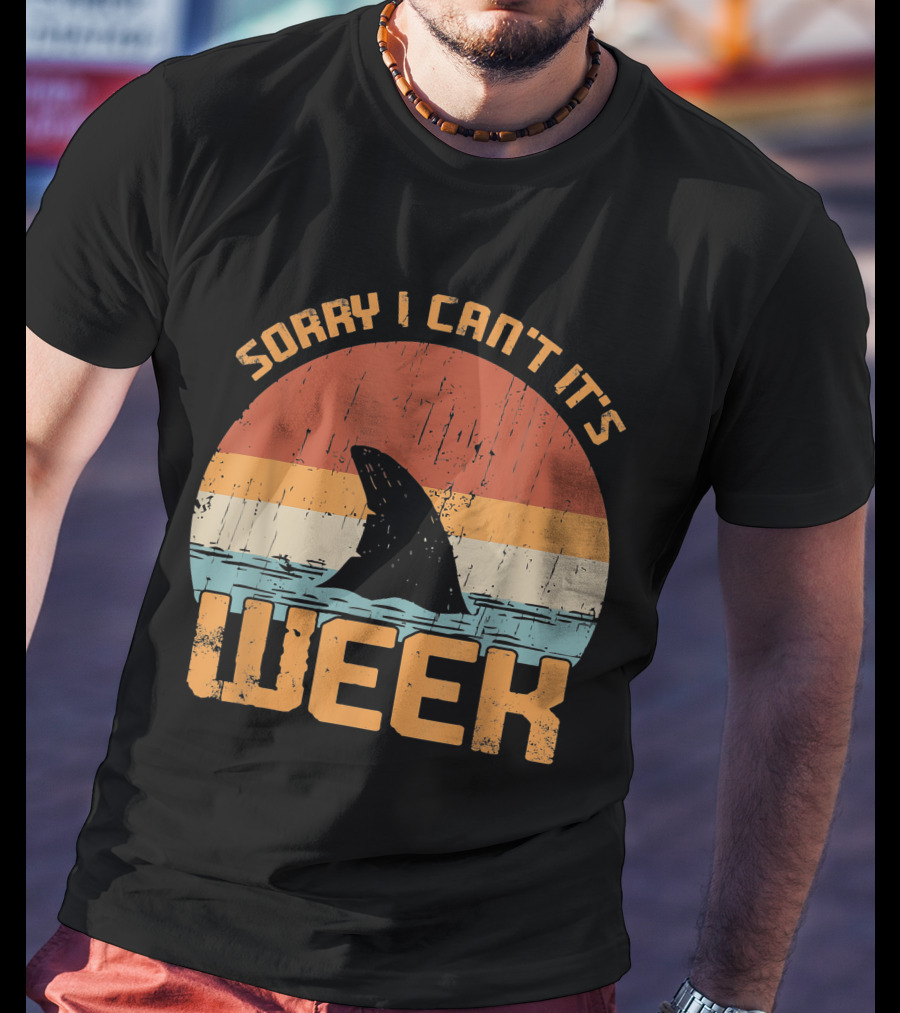 Vintage Sorry I Can't It's Week Funny Shark T-Shirt