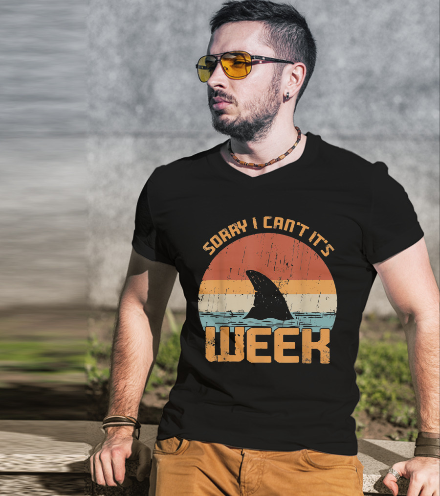 Vintage Sorry I Can't It's Week Funny Shark T-Shirt