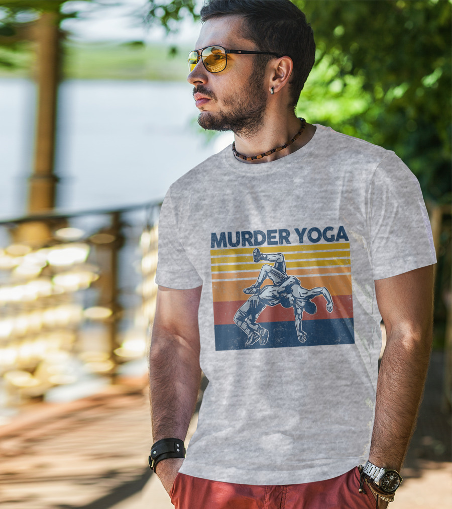 Murder Yoga Funny Vintage Brazilian Jiu Jitsu Wrestling T-Shirt