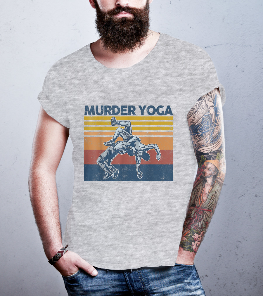 Murder Yoga Funny Vintage Brazilian Jiu Jitsu Wrestling T-Shirt