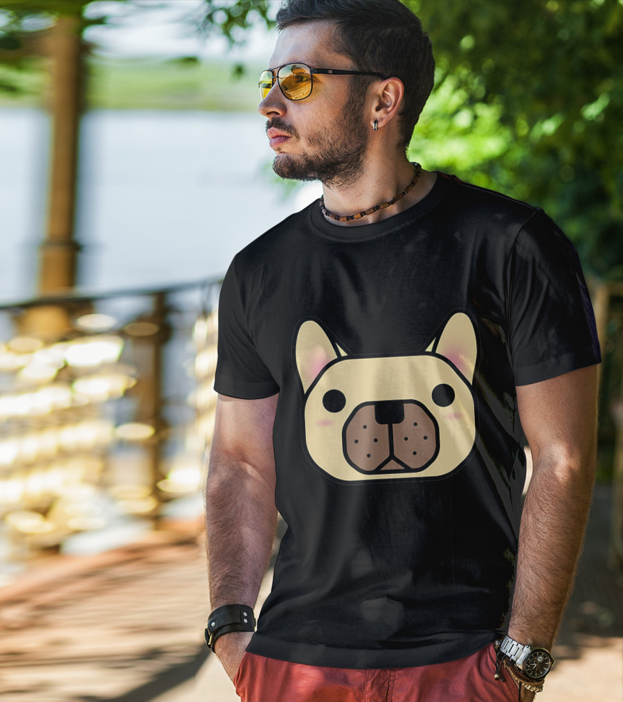 French Bulldog And Friends Cute Cartoon Face T-Shirt