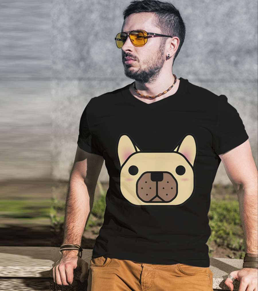 French Bulldog And Friends Cute Cartoon Face T-Shirt