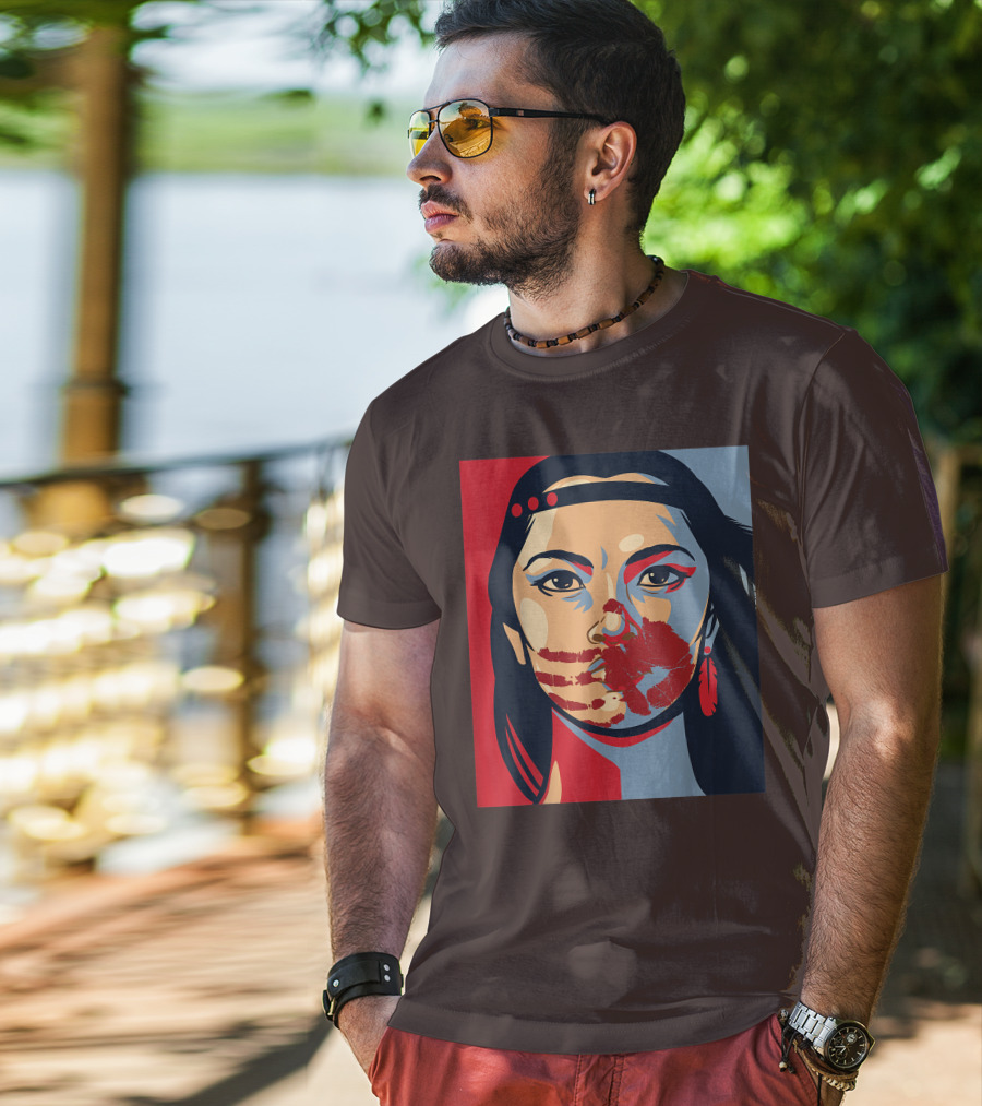 MMIW Awareness Stolen Sisters Indigenous Woman Red Handprint T-Shirt