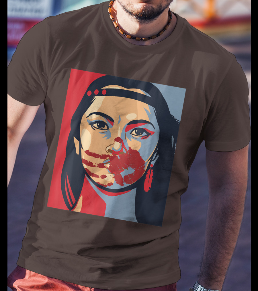 MMIW Awareness Stolen Sisters Indigenous Woman Red Handprint T-Shirt
