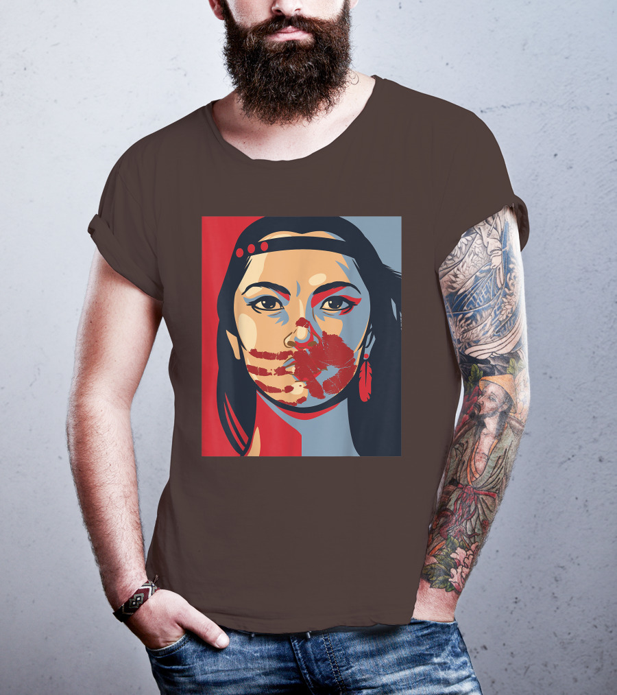 MMIW Awareness Stolen Sisters Indigenous Woman Red Handprint T-Shirt