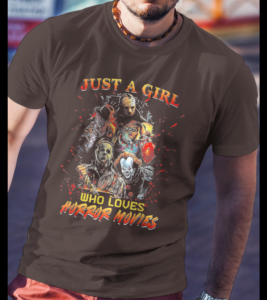 Just A Girl Who Loves Horror Movies Featuring Iconic Horror Villains T-Shirt
