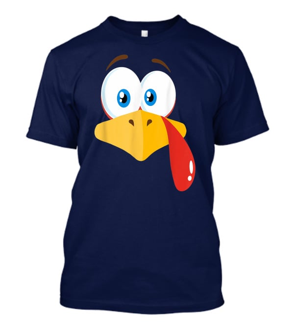 Turkey Face Pilgrim Funny Cartoon Eyes And Beak With Tongue T-Shirt