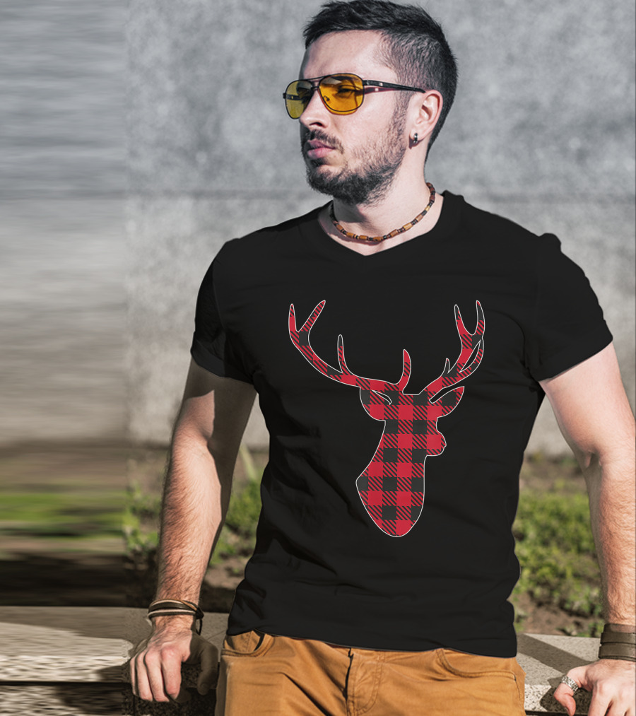 Christmas Buffalo Plaid Deer T-Shirt