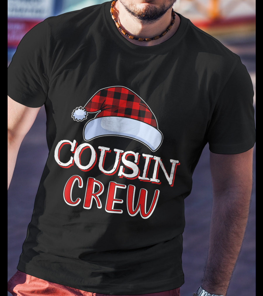 Cousin Crew Plaid Santa Hat T-Shirt