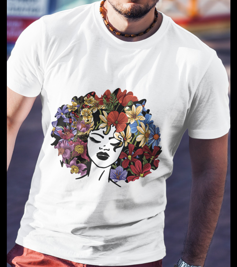 Educated Motivated Black Queen Melanin African American Floral Hair T-Shirt