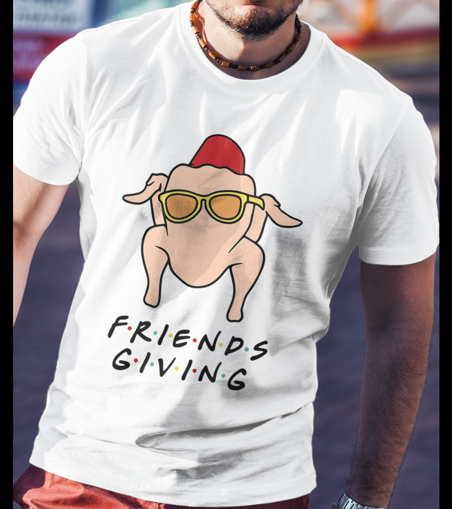 Friendsgiving Turkey With Sunglasses And Red Hat T-Shirt