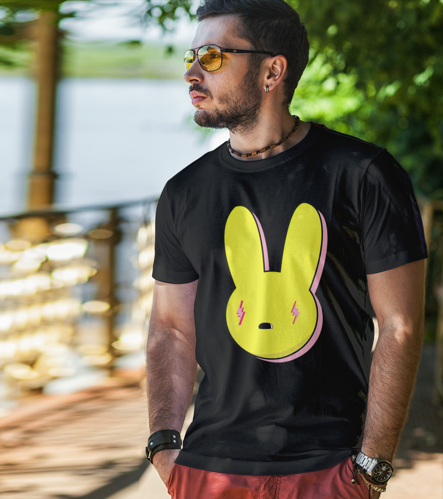 Funny Yellow Rabbit With Lightning Eyes T-Shirt