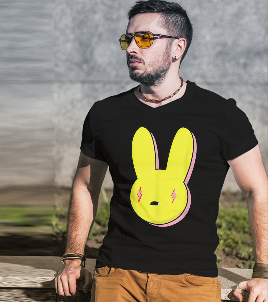 Funny Yellow Rabbit With Lightning Eyes T-Shirt