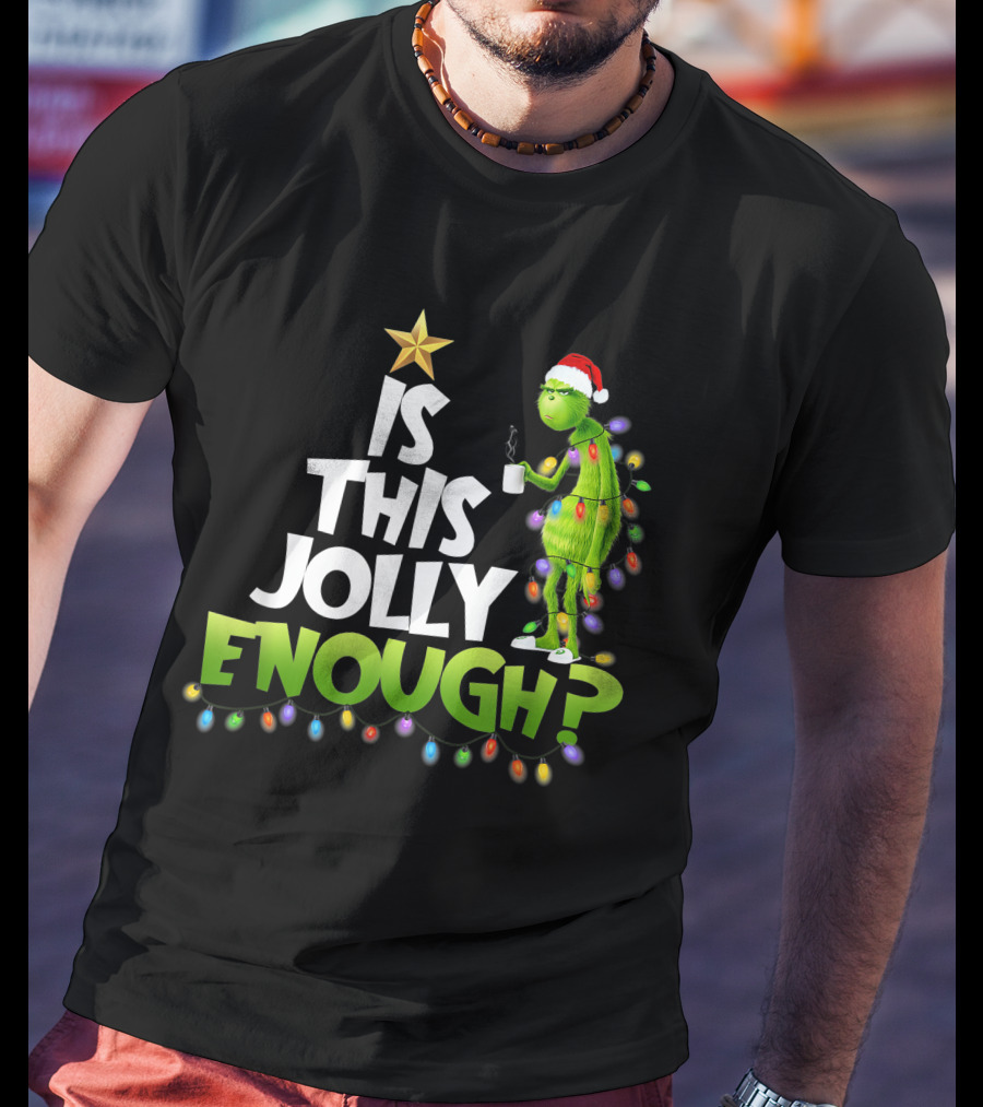 Grinch In Christmas Lights Is This Jolly Enough Holiday T-Shirt