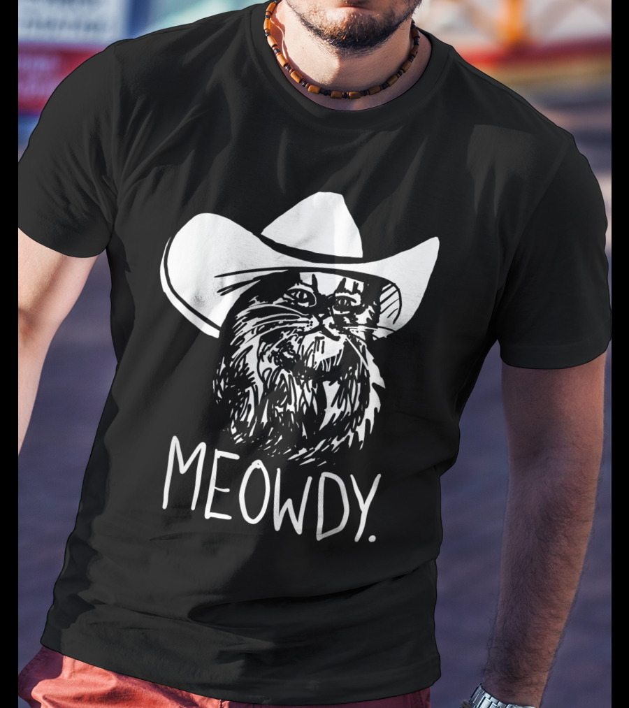 Meowdy Cat In Cowboy Hat Texas Meme T-Shirt