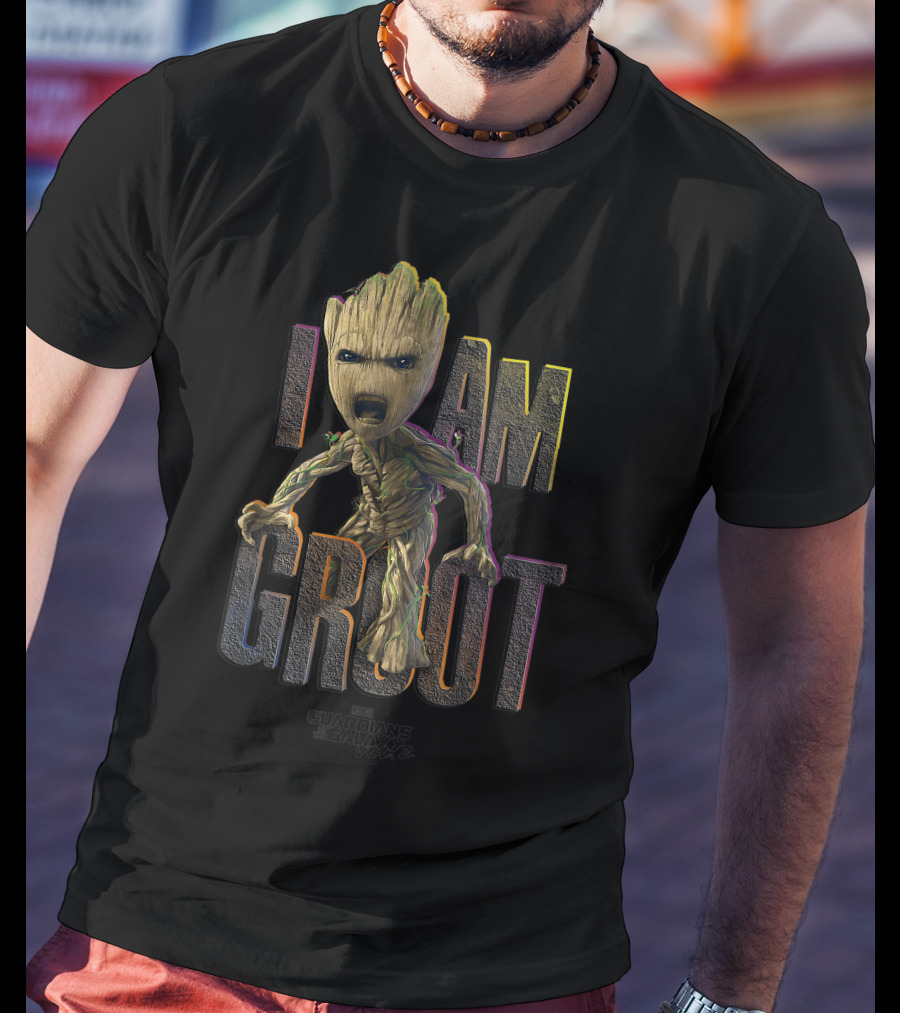 Marvel Guardians Of The Galaxy Vol.2 I AM GROOT Cute Angry T-Shirt