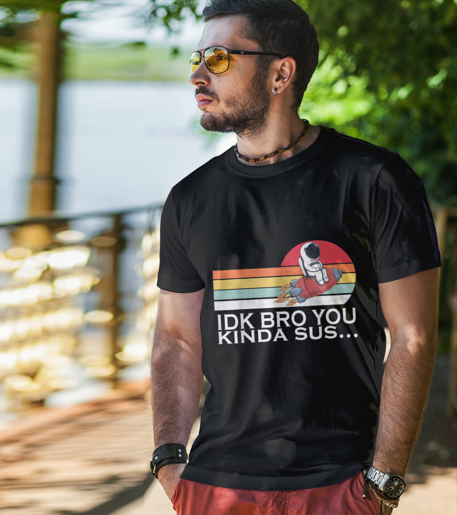 IDK Bro You Kinda Sus Among Space Game Meme Vintage Retro Rocket T-Shirt