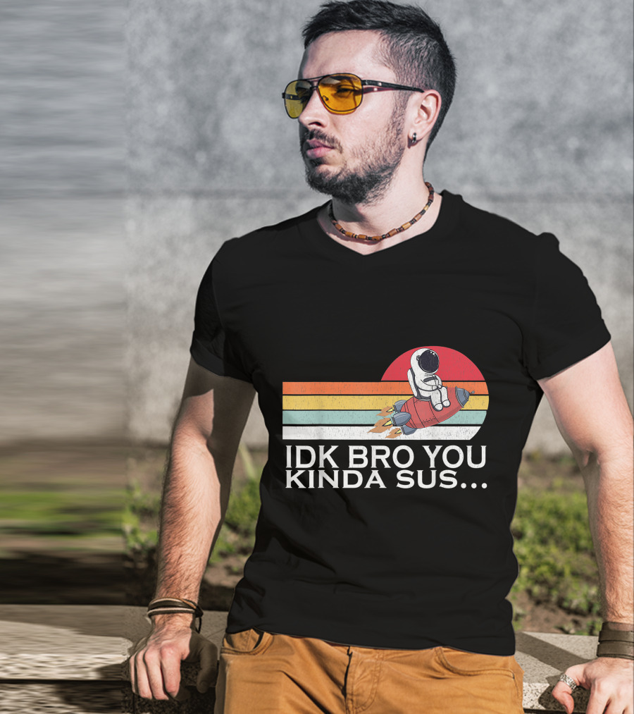 IDK Bro You Kinda Sus Among Space Game Meme Vintage Retro Rocket T-Shirt