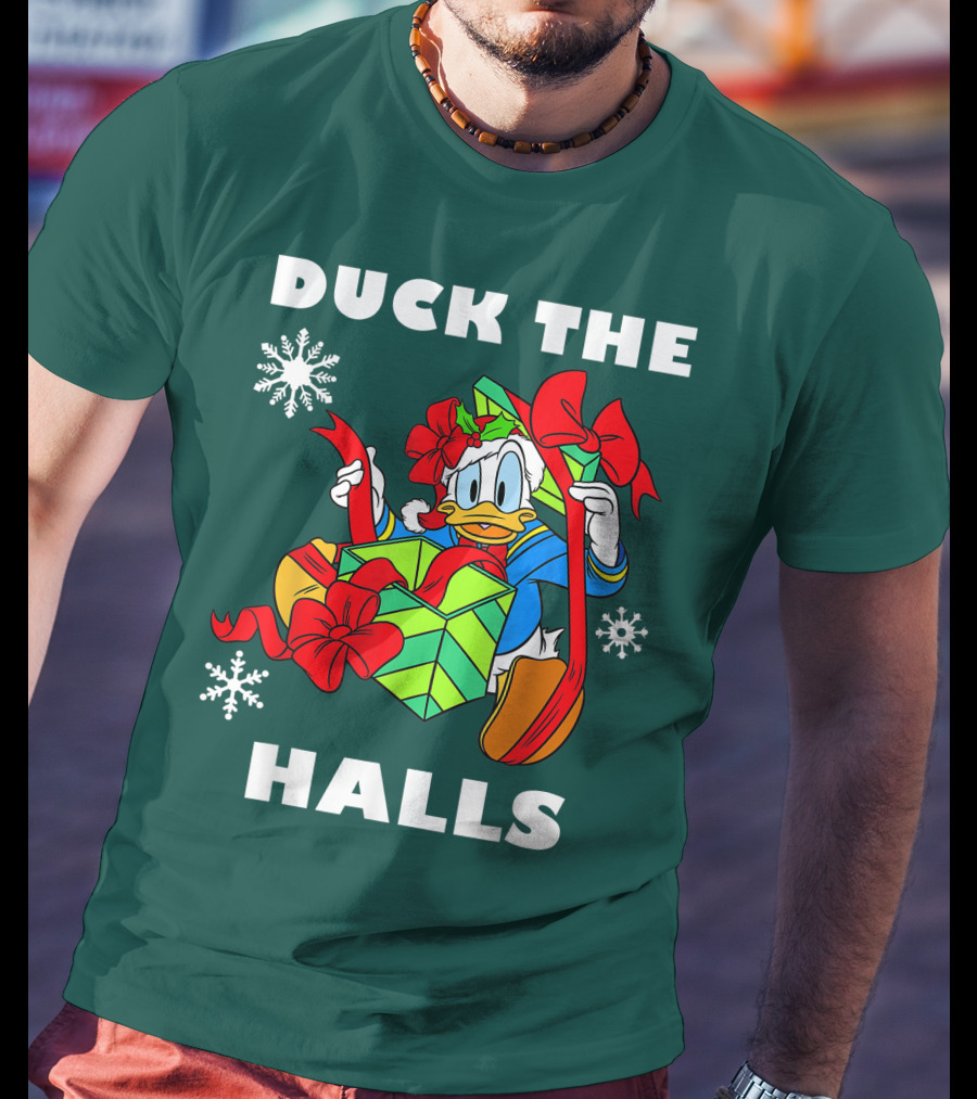 Disney Donald Duck The Halls Christmas Presents Snowflakes T-Shirt