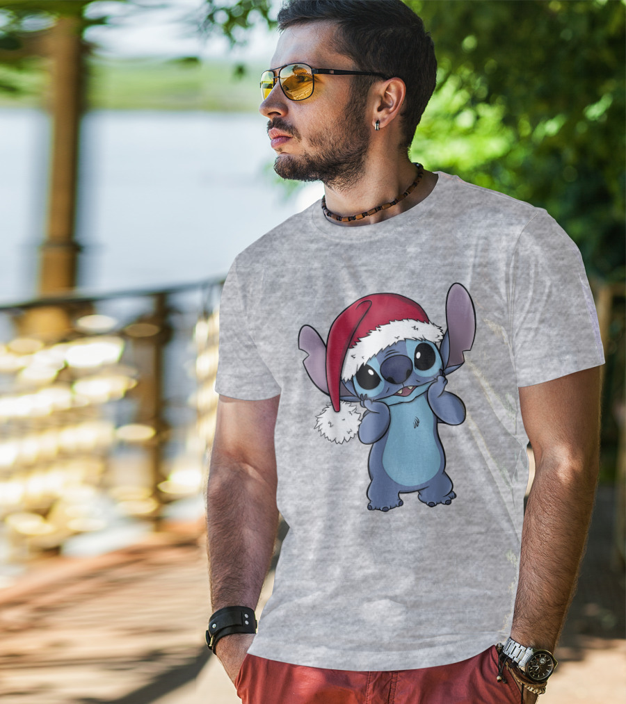 Lilo And Stitch Disney Christmas Santa Hat Stitch T-Shirt