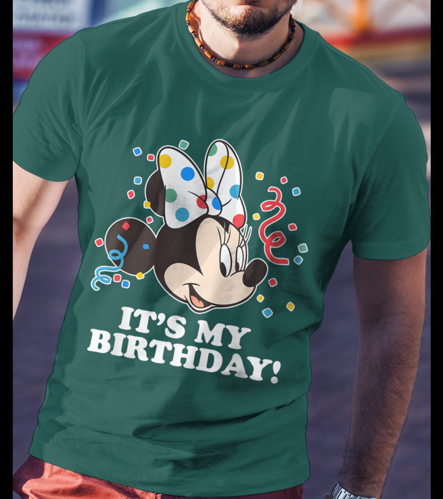 Disney Minnie Mouse It's My Birthday Celebration Confetti Bow Fun T-Shirt