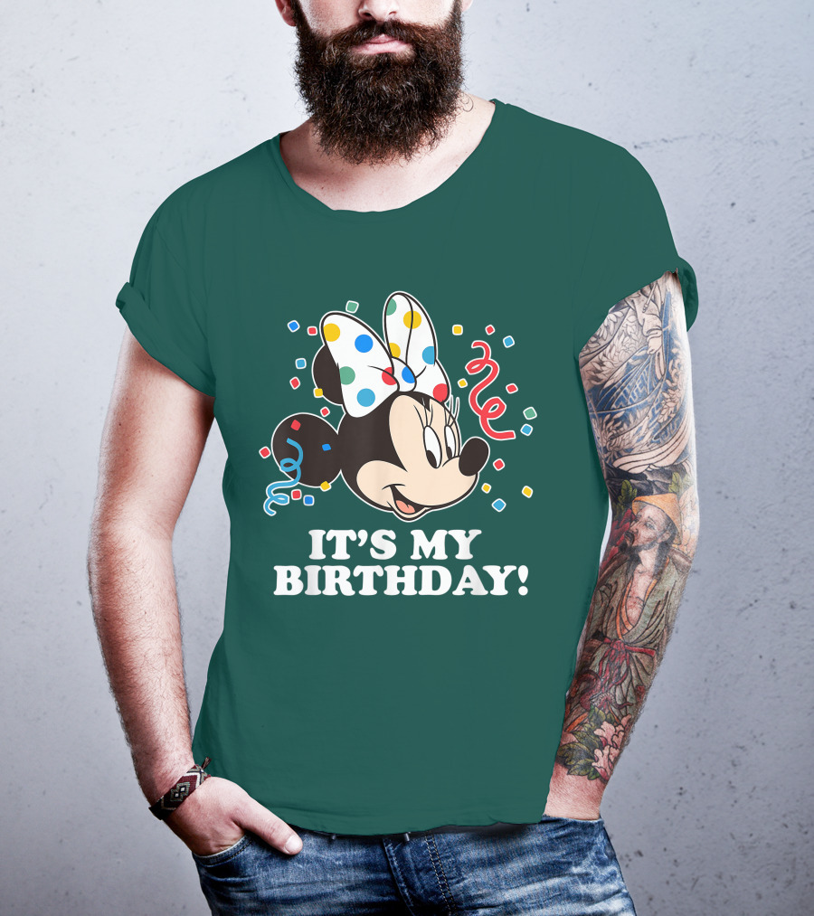 Disney Minnie Mouse It's My Birthday Celebration Confetti Bow Fun T-Shirt