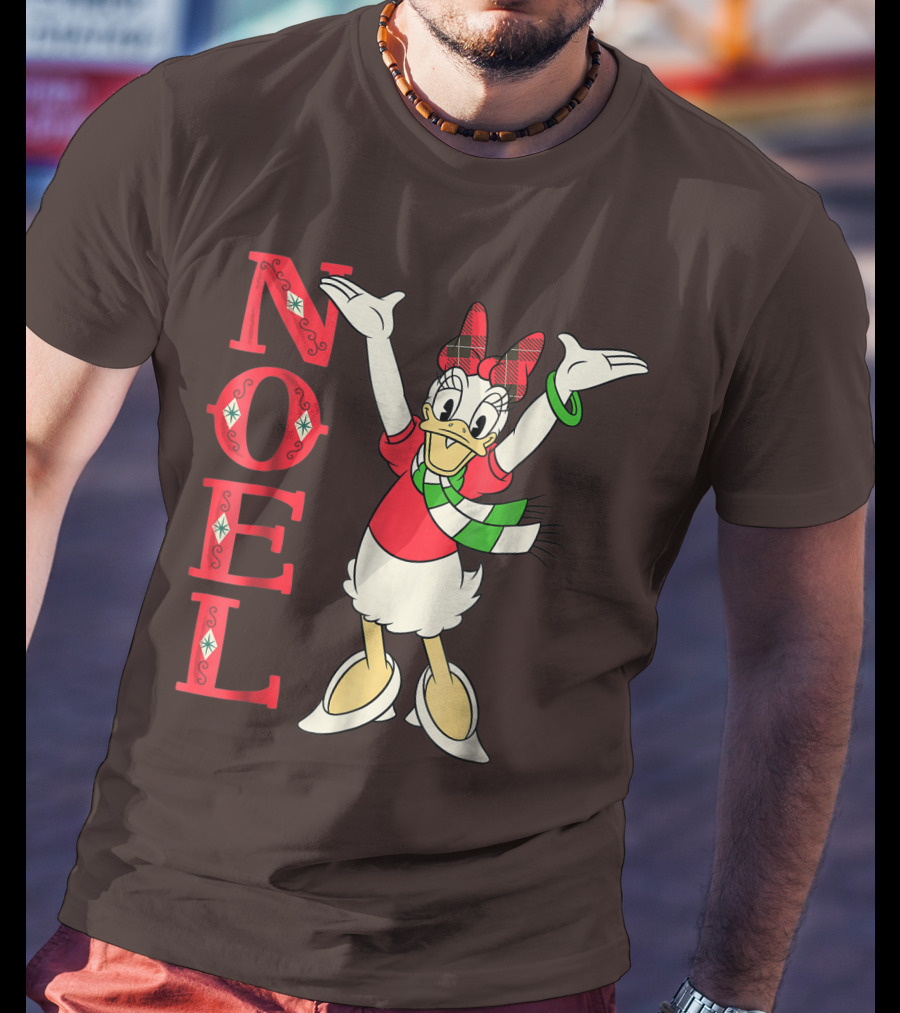 Disney Noel Holiday Vintage Daisy Duck Bow Scarf T-Shirt