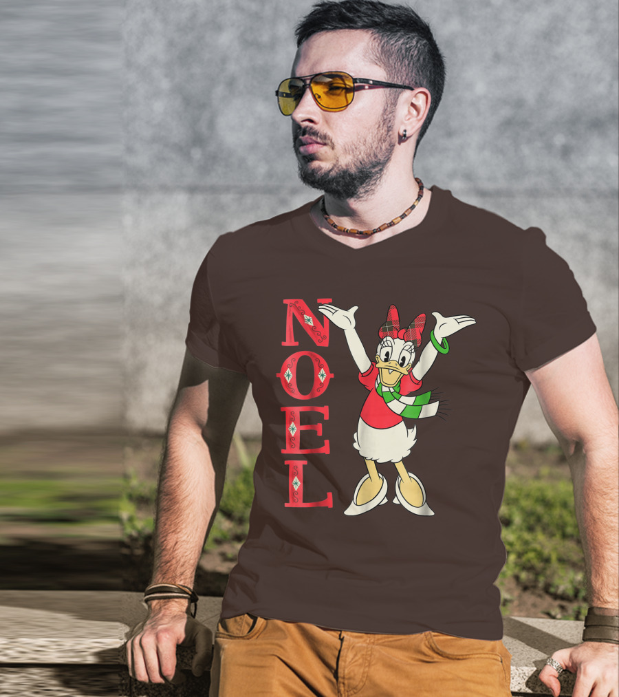 Disney Noel Holiday Vintage Daisy Duck Bow Scarf T-Shirt