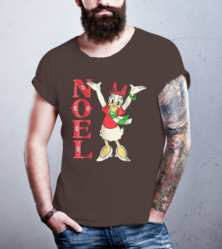 Disney Noel Holiday Vintage Daisy Duck Bow Scarf T-Shirt