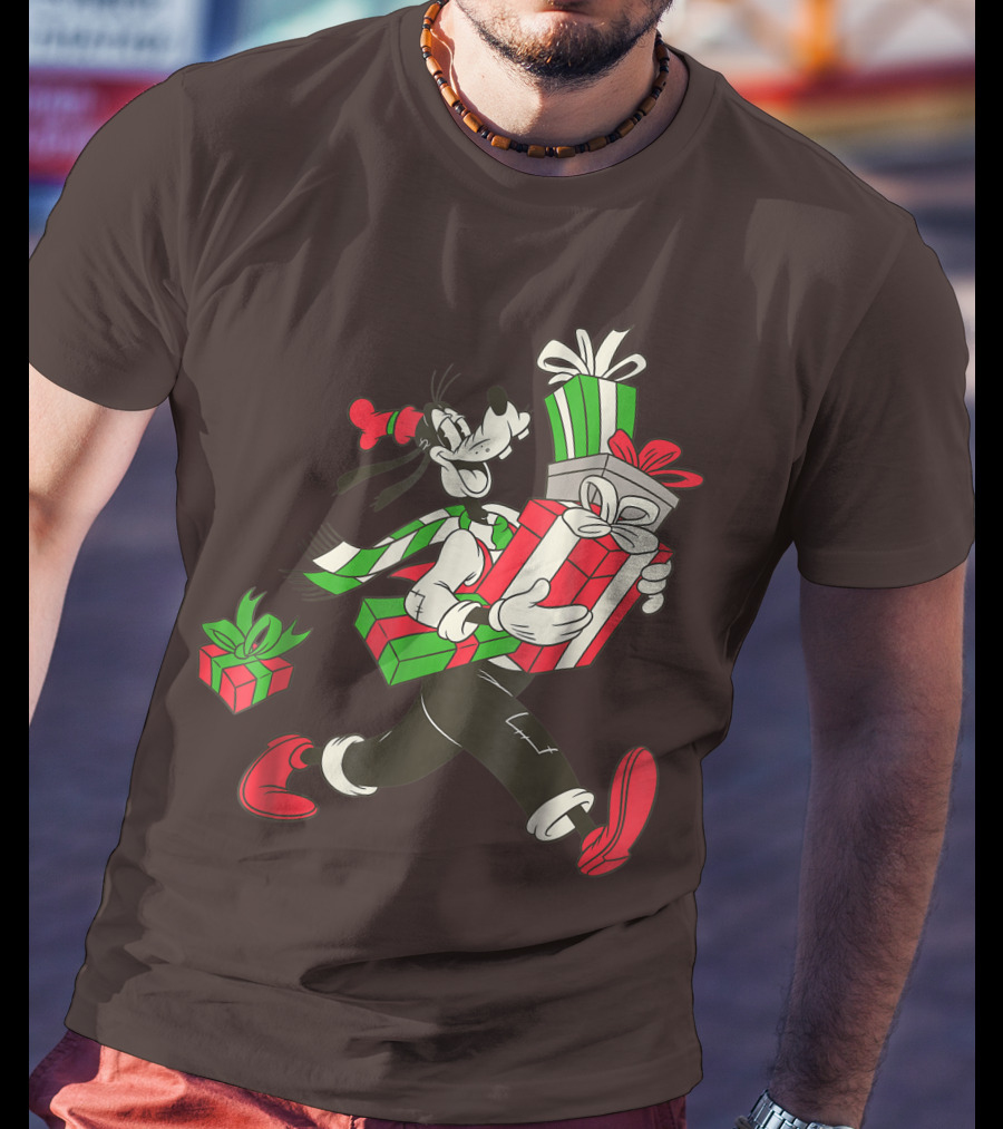 Disney Vintage Goofy Holiday Presents Carrying Christmas Gifts T-Shirt