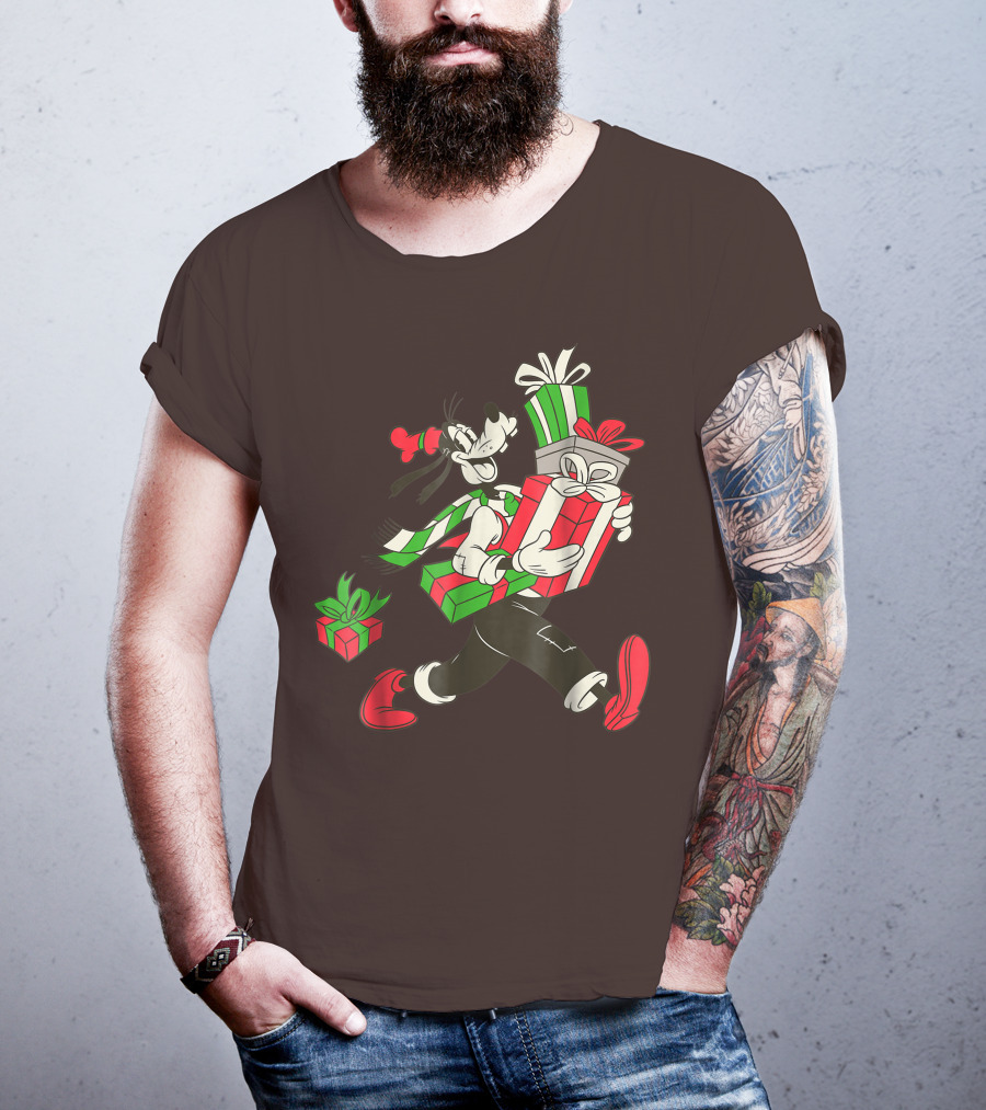 Disney Vintage Goofy Holiday Presents Carrying Christmas Gifts T-Shirt