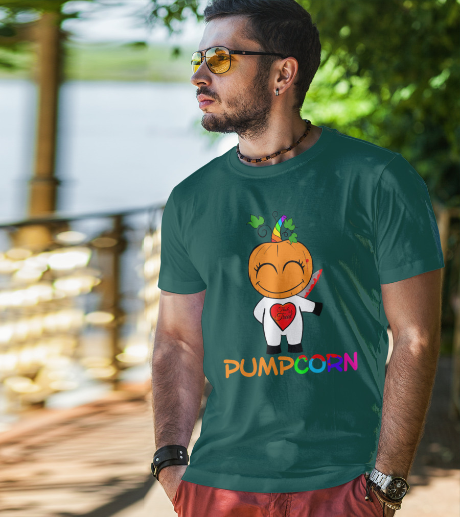 Pumpcorn Trick Or Treat Pumpkin Unicorn T-Shirt