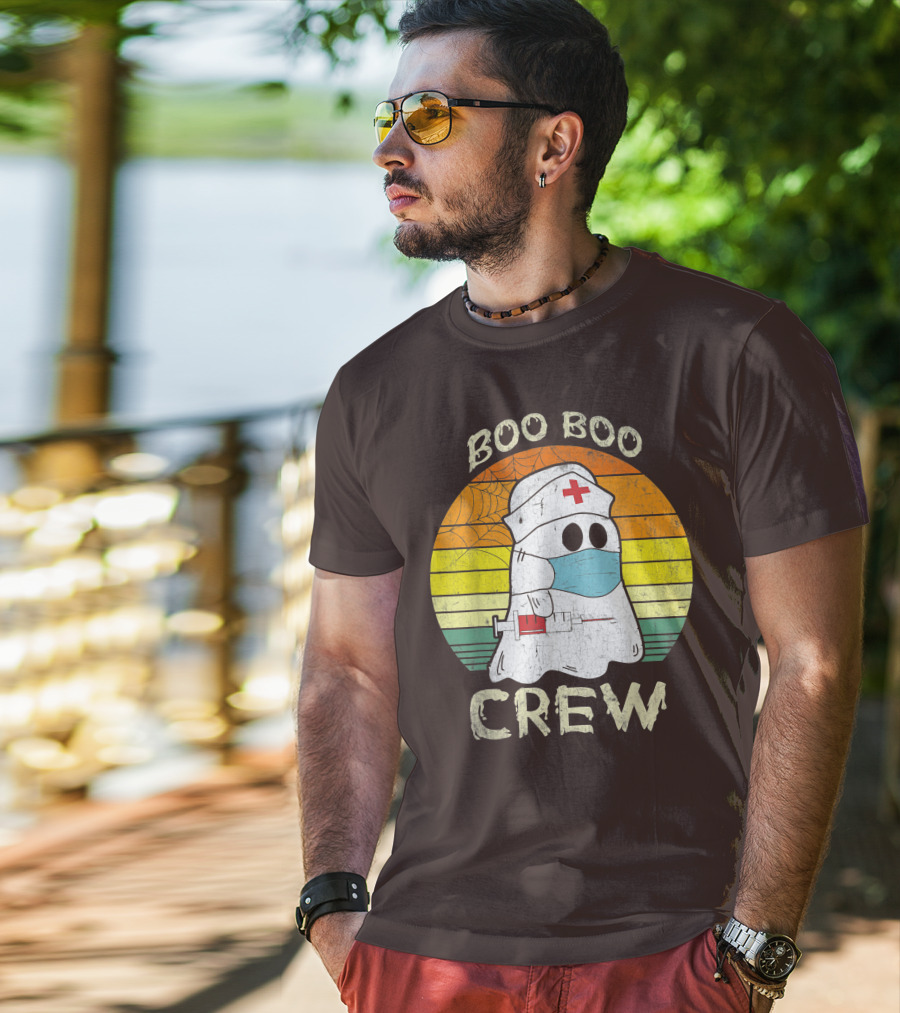 Boo Boo Crew Ghost Nurse With Mask And Syringe T-Shirt