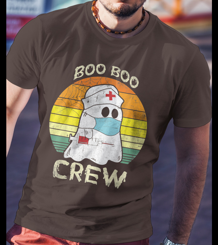Boo Boo Crew Ghost Nurse With Mask And Syringe T-Shirt