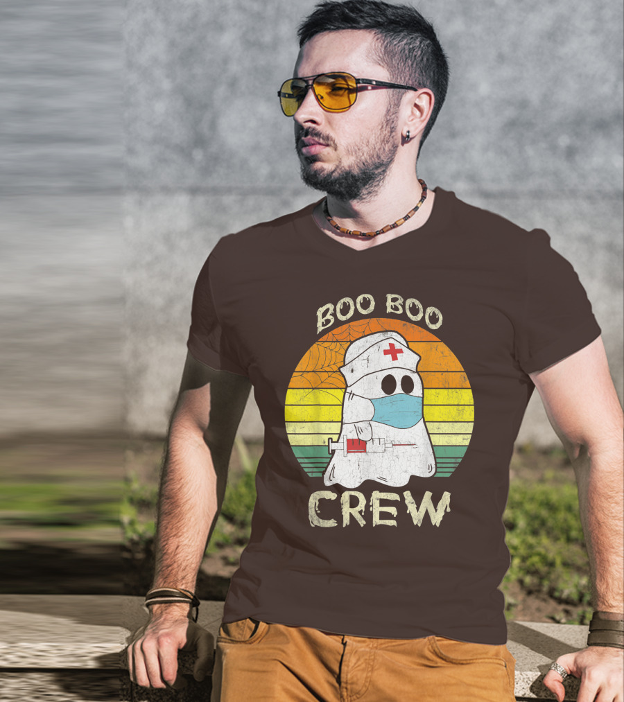 Boo Boo Crew Ghost Nurse With Mask And Syringe T-Shirt