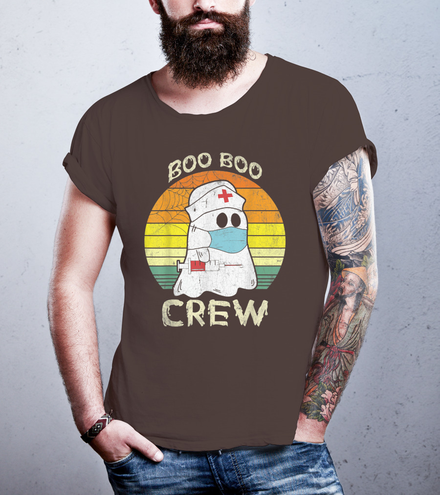 Boo Boo Crew Ghost Nurse With Mask And Syringe T-Shirt