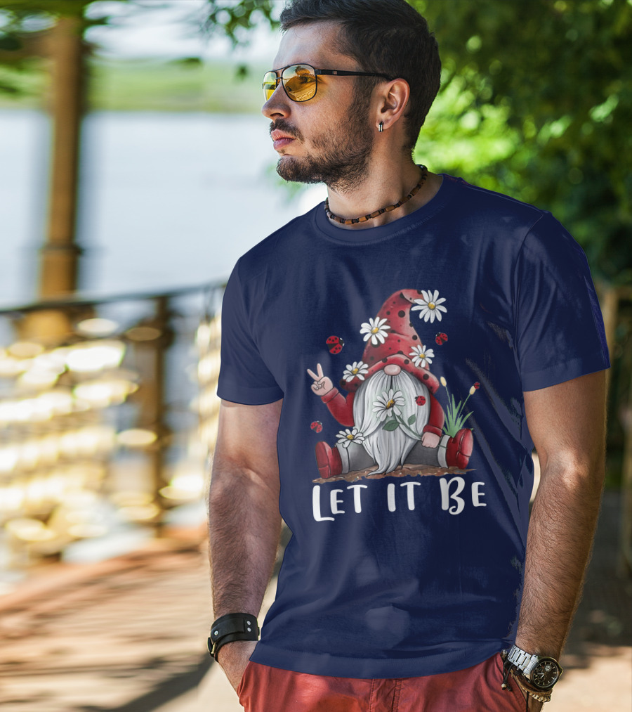 Let It Be Hippie Gnome Daisy Flower Hippy T-Shirt