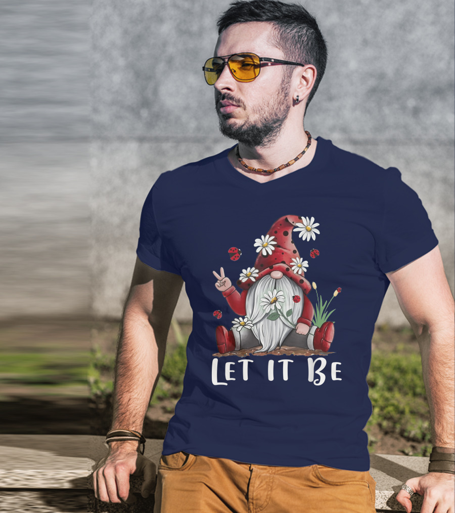 Let It Be Hippie Gnome Daisy Flower Hippy T-Shirt