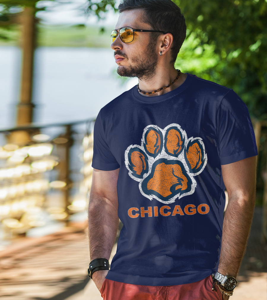 Chicago Bear Paw Orange Vintage Football T-Shirt